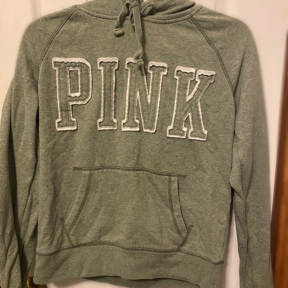 VS PINK Light Green Set (hoodie and sweatpants)
